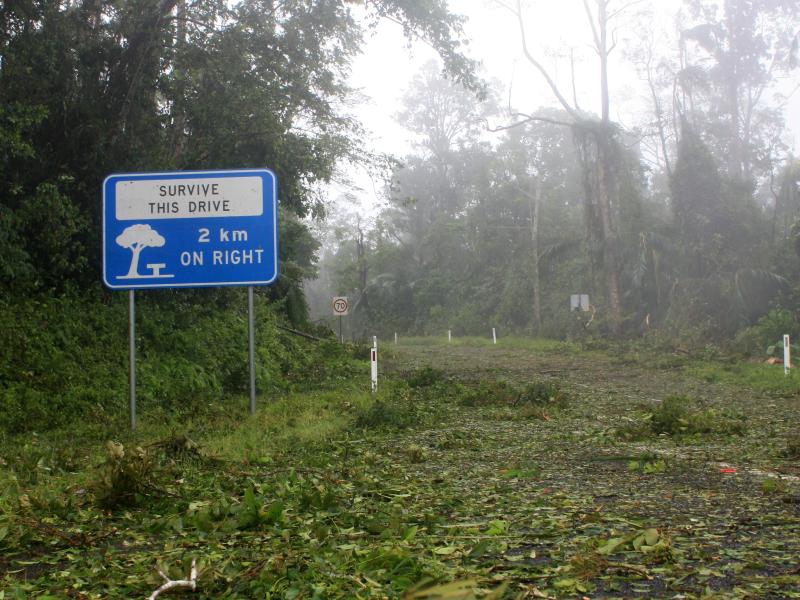 Debris over road